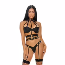 Seductive Cage комплект бельо с каишки, капси и жартиери, XL