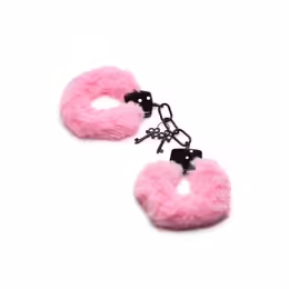 Cuffed in Fur регулируеми белезници с изкуствен косъм и метална сърцевина, розови