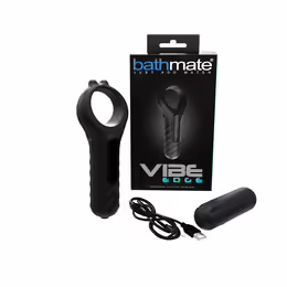 Vibe Edge силиконов пръстен за пенис с мини вибратор, син, 10 режима