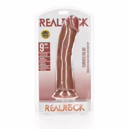 RealRock извито силиконово дилдо с вендуза, телесно, 23 см