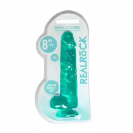 RealRock Crystal Clear прозрачно дилдо с тестиси и вендуза, 21 см