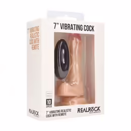 RealRock вибриращо дилдо с тестиси, телесно, 18 см