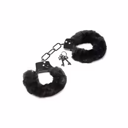 Cuffed in Fur белезници с изкуствен косъм, черни, регулируеми
