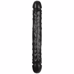 Jr. Veined Double Header гъвкаво двойно PVC дилдо, черно, 30 см