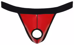 Мъжки лачен стринг с push-up ефект, червен, L/XL