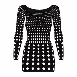 Obsessive Rocker Mesh Dress Black S/M/L - Off-Shoulder, Long Sleeve