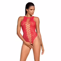 Obsessive B120 Bodysuit Red S/M/L - Decorative Cut-Outs, Multistretch Fabric