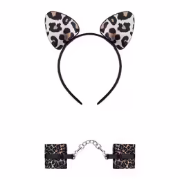 Obsessive Tigerlla Cat Ears & Spotted Handcuffs Set, One Size