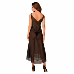 Obsessive Estiqua Black Chemise XS/S - Asymmetrical Lace Nightdress