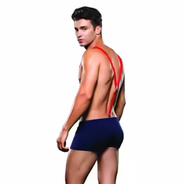 ENVY Fireman Style Trunk & Suspenders Set Navy/Red M/L