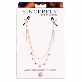 Sportsheets Amber Adjustable Gold-Plated Nipple Clamps with Beaded Chain