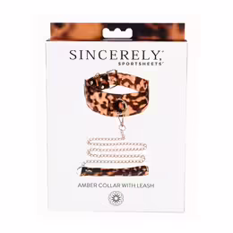 Sportsheets Amber Adjustable Collar and Leash - Tortoiseshell Design