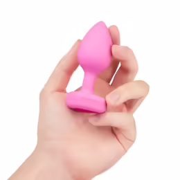b-Vibe Vibrating Heart Plug S/M Pink - Remote Control, 15 Modes