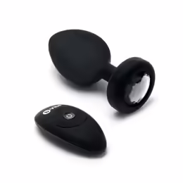 b-Vibe Vibrating Jewel Plug XXL Black - 15 Modes, USB Rechargeable, 12.2 cm