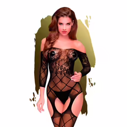 Penthouse Top-Notch Lace Bodystocking Black S/L Elegant Design