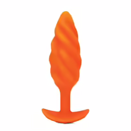 b-Vibe Swirl Texture Plug Orange - Silicone, 6 Modes, 13.5 cm