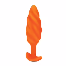 b-Vibe Swirl Texture Plug Orange - Silicone, 6 Modes, 13.5 cm