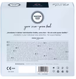 Mister Size 64 mm - Large Size Latex Condoms, 36-Pack