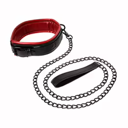 Sportsheets Saffron Adjustable Vegan Leather Collar & Leash Set Black/Red