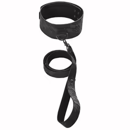 Sportsheets Sincerely Locking Lace Collar & Leash - Adjustable Black Design