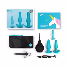 b-Vibe Anal Training & Education Set Blue - 7-Piece Silicone Kit