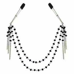 Sportsheets Sincerely Adjustable Black Jeweled Nipple Clips 41.9cm