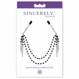 Sportsheets Sincerely Adjustable Black Jeweled Nipple Clips 41.9cm