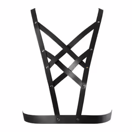 Bijoux Indiscrets MAZE Net Cleavage Harness Black Vegan Leather Adjustable