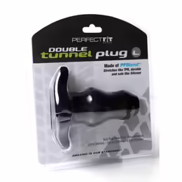 Perfect Fit Double Tunnel Plug Large Black - Innovative Hollow Design, 11.4 cm