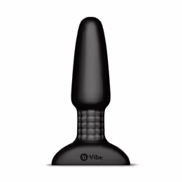 b-Vibe Rimming Plug 2 Black - Rotating Beads, Vibrating Tip, 15.2 cm