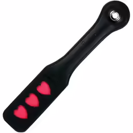 Sportsheets Leather Paddle Three Hearts Design Black Premium Quality