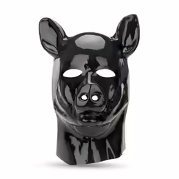Red Pig Hood Латексова качулка с маска и отвори за очи