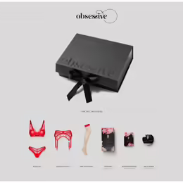 Aliosa Gift Box Red комплект бельо, червен, размери S/M и L/XL, с колан за жартиери и чорапи