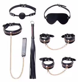 Premium Chain Bondage Set комплект за bondage, 6 части, дължина 52 cm, черна с златни и червени акценти