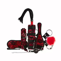 Комплект за bondage, 8 части, регулируем, червен