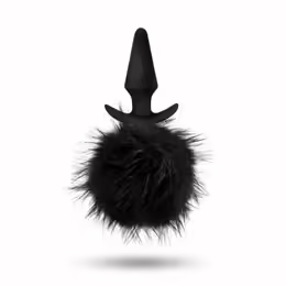 Anal Adventures Platinum Rabbit Tail анална тапа, дължина 9.5 см, черна, диаметър 3.2 см