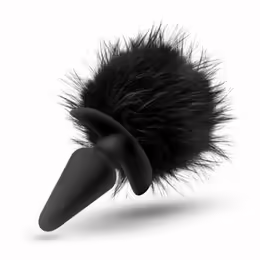 Anal Adventures Platinum Rabbit Tail анална тапа, дължина 9.5 см, черна, диаметър 3.2 см