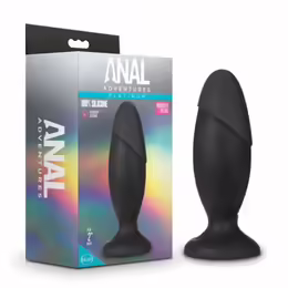 Anal Adventures Platinum Silicone Rocket Plug Medium анален плуг, среден размер, черен, силикон