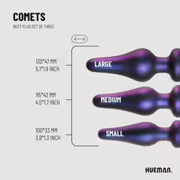 Comets комплект анални тренировъчни тапи, 3 размера, черен, медицински силикон