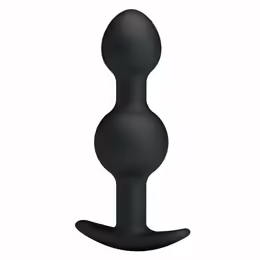 Weighted Double Silicone Plug, анална тапа, двоен дизайн, вътрешни метални топчета, черен