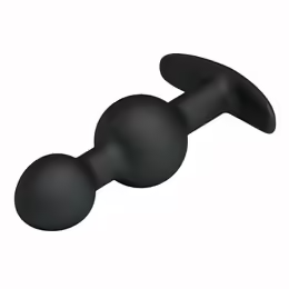 Weighted Double Silicone Plug, анална тапа, двоен дизайн, вътрешни метални топчета, черен