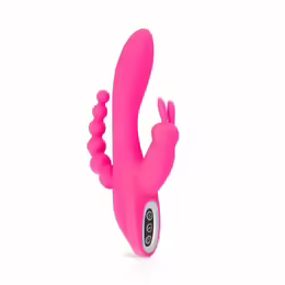 Double Rabbit интимен масажор, 10 режима на вибрация, 21 см, розов