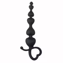 Heart Handle Black Silicone Training Beads анални топчета, 19 см, черен, силикон