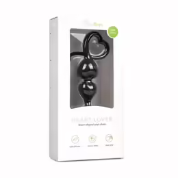 Heart Handle Black Silicone Training Beads анални топчета, 19 см, черен, силикон