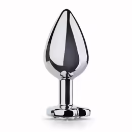 Aluminium Heart Gem Plug анална тапа, среден размер, сърцевиден камък, полирано сребро