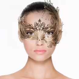 Venetian Gold маска, златна, с декоративни диаманти, с две сатенени панделки