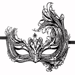 Metal Eye Mask Black маска за очи, черна, метална, с кристали