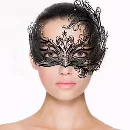 Metal Eye Mask Black маска за очи, черна, метална, с кристали
