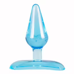 Flexible Blue анален плуг, 7 cm, прозрачно син, с вендуза