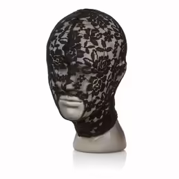 Scandal Lace Hood Black маска от дантела, черна, полиестер, с отворена уста